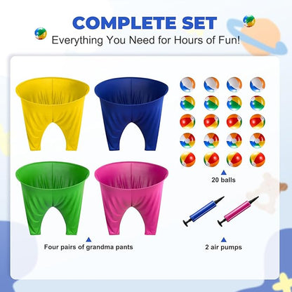 Granny Pants Yard Game Sets,4PCS Granny Pants Family Party Outdoor Games with Bouncy Balls for