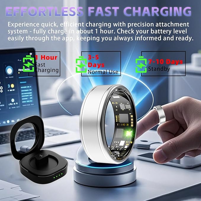 Smart Ring Health Tracker, Fitness Tracker Ring for Women Men, Monitoring of Pedometer, SpO2, Sleep