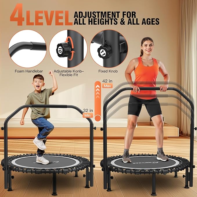 Bungee Rebounder Trampoline,ANCHEER 40" Foldable Fitness Trampoline with 4-Level Adjustable