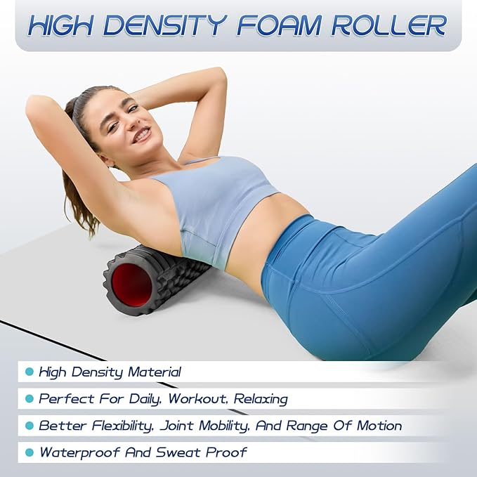 Foam Roller High Density Foam Roller Set for Deep Tissue Muscle Massage, 18" Trigger Point Fitness