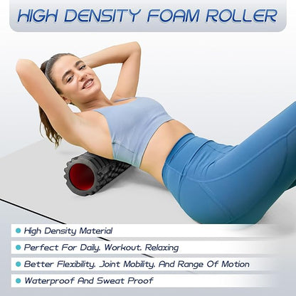 Foam Roller High Density Foam Roller Set for Deep Tissue Muscle Massage, 18" Trigger Point Fitness