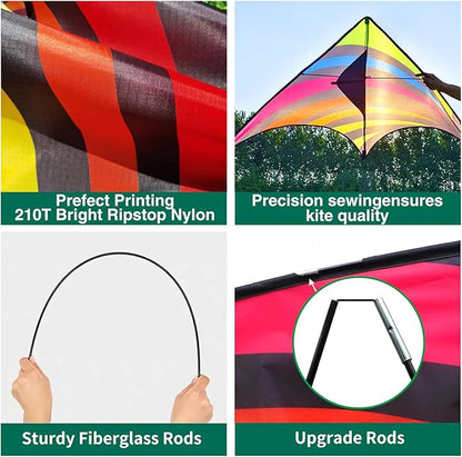 Mint's Colorful Life 3 Pack Delta Kite Set for Kids & Adults, Easy to Fly Large Kites for