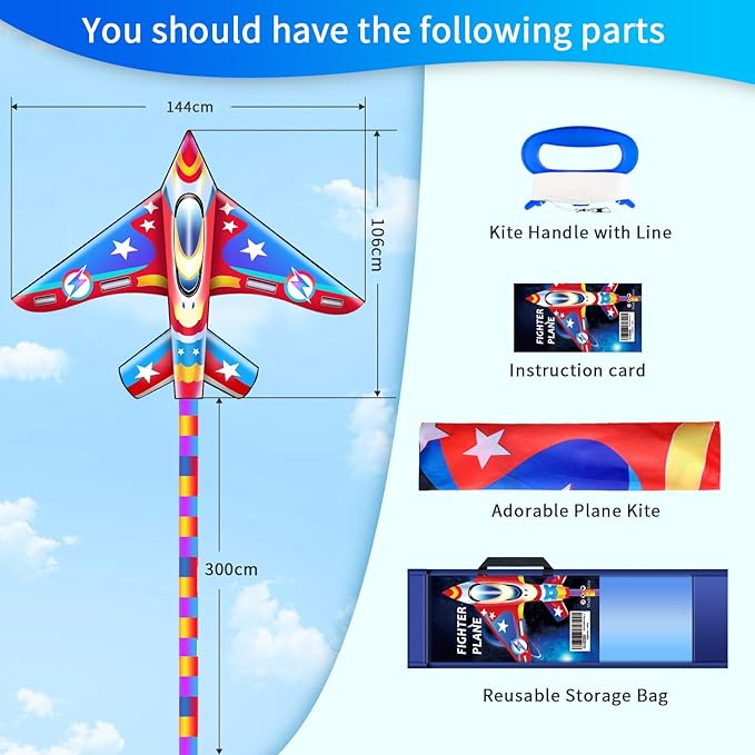 Xida Kites for Kids Ages 4-8, Large Kite for Adults, Easy to Fly Beach Kites with Handle and