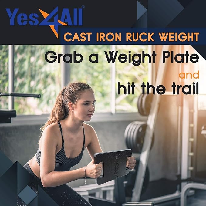 Yes4All Ruck Weight Plate, Cast Iron Rucking Plates with Wide Grip for Swings, Squat, Strength