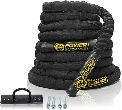 POWER GUIDANCE Battle Rope, 1.5/2 Inch Diameter Poly Dacron 30, 40, 50Ft Length Exercise Equipment