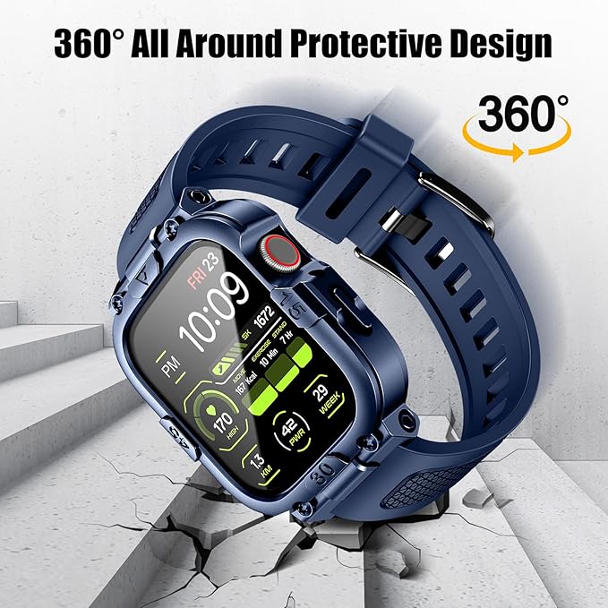 Dsytom Waterproof Case with Band Compatible for Apple Watch Band 46mm 45mm 44mm 42mm(S11/10) 41mm