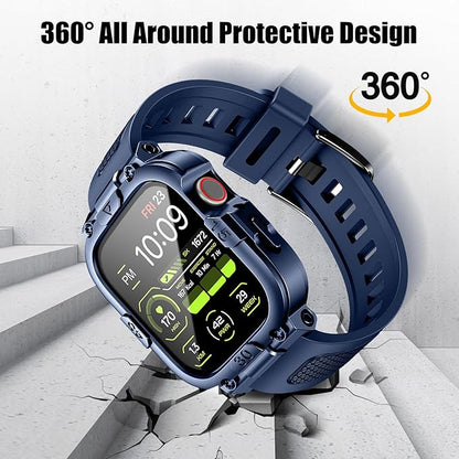 Dsytom Waterproof Case with Band Compatible for Apple Watch Band 46mm 45mm 44mm 42mm(S11/10) 41mm