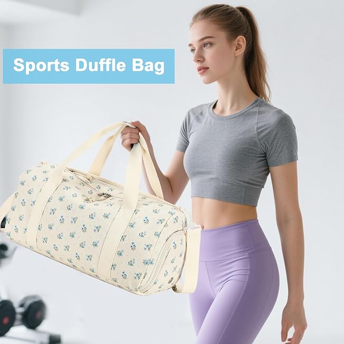 Duffle Bag for Gym Sports Women Girls Workout Travel Bag Weekender with Shoe Compartment and Wet