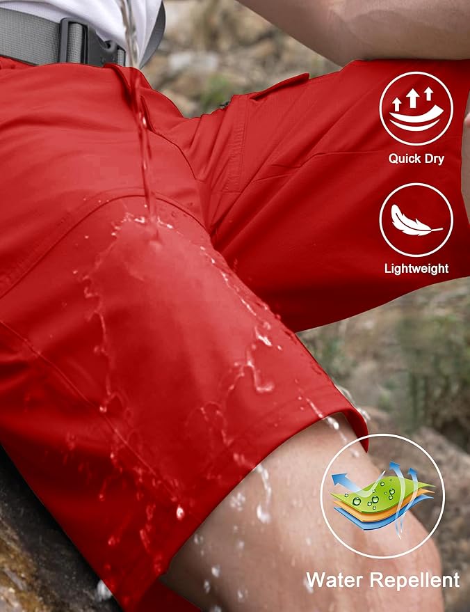 CRYSULLY Men's Hiking Cargo Shorts Outdoor Summer Lightweight Quick Dry Work Casual Shorts with 5