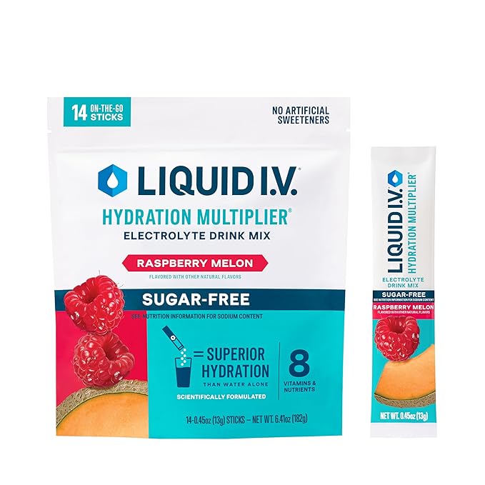 Liquid I.V.® Hydration Multiplier Sugar-Free - Raspberry Melon | Electrolyte Powder Drink Mix | 1