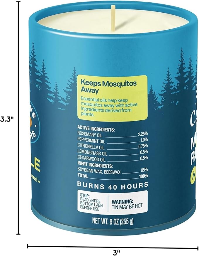 Cliganic Mosquito Repellent Candle (9oz) | Citronella, DEET Free, Essential Oil Infused for