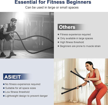 ASIEIT Ropeless Battle Ropes for Home Gym, Lightweight Battle Rope for Fitness Beginners, Portable