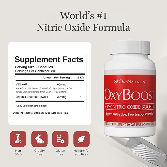 OxyBoost Nitric Oxide Supplement for Men & Women - Supports Circulation, Heart Health, Energy