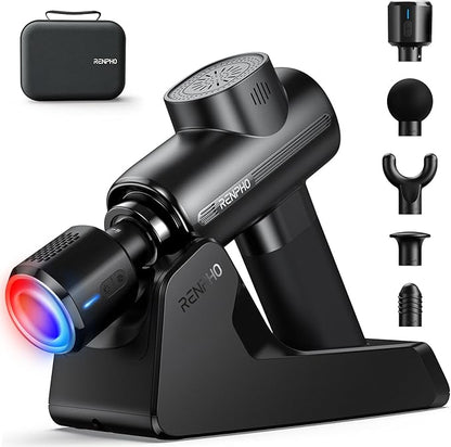RENPHO Massage Gun Deep Tissue with Charging Stand, Heat and Cold Head, Percussion Body Muscle