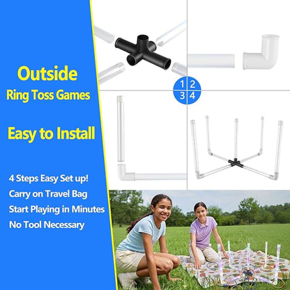 Outdoor Ring Toss Game, Upgraded 15-Inch Backyard and Lawn Games for Adults & Kids, Backyard