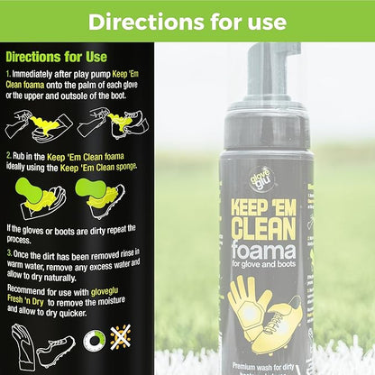 Glove Glu Keep 'Em Clean Foama for Goalkeeper Gloves and Football Boots, 200ml