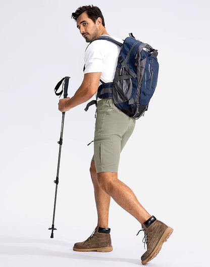 Pudolla Men's Hiking Cargo Shorts 9" Lightweight Outdoor Work Shorts for Men Travel Golf Camping