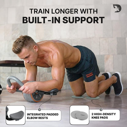 DMoose Fitness Ab Roller Wheel with Elbow Support & 2 Knee Pads - Abdominal Exercise Trainer for