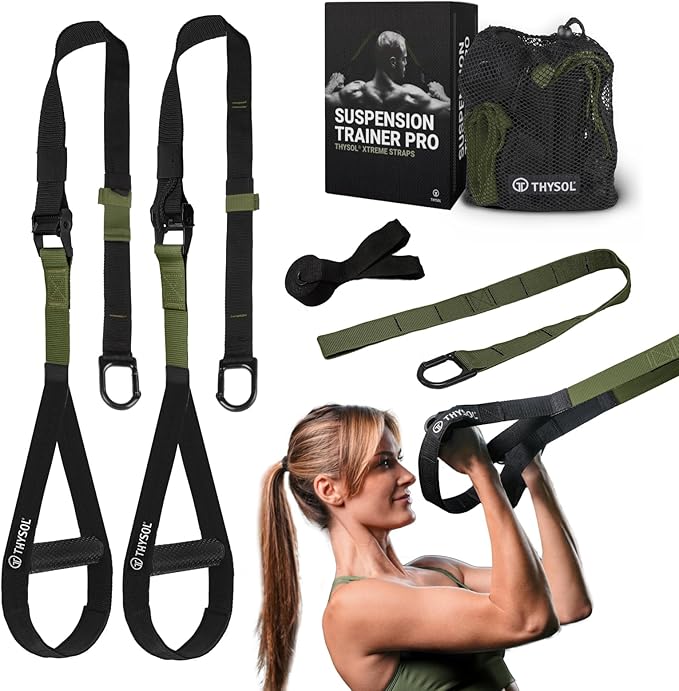 THYSOL® Resistance Trainer Pro Xtreme Straps Army | Sling Trainer Set with Adjustable Door Anchor |