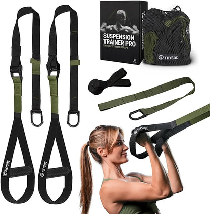 THYSOL® Resistance Trainer Pro Xtreme Straps Army | Sling Trainer Set with Adjustable Door Anchor |