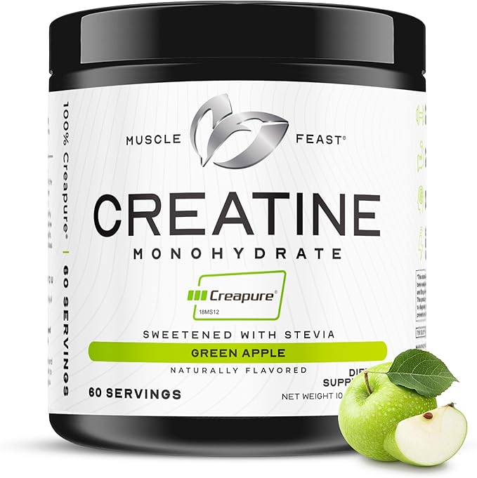Muscle Feast Creapure Creatine Monohydrate Powder, Vegan Keto Friendly Gluten-Free Easy to Mix