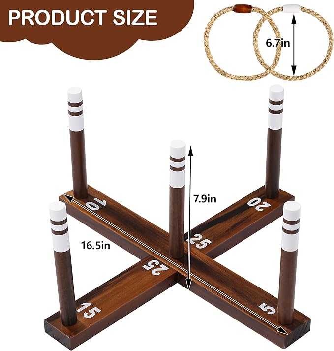 Ring Toss Game,Ring Toss Game for Adults and Kids, Indoor Outdoor Fun Holiday Lawn Yard Game for