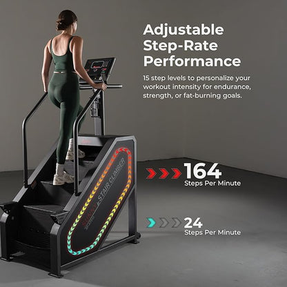 Sunny Health & Fitness Premium High-Intensity Smart Stepper Stair Climber, Commercial Grade, Cardio