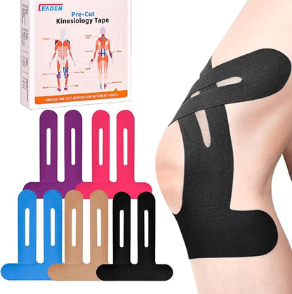 IEADEN Precut Kinesiology Tape for Knees, 20 Pcs, 5 Colors - Knee Support & Stability, Knee Pain