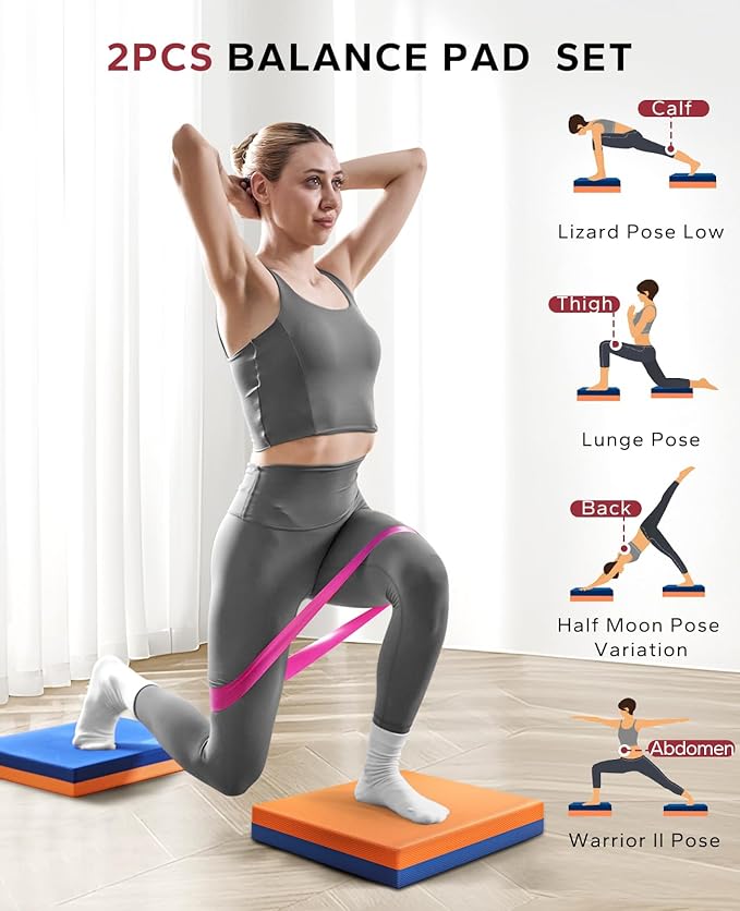 HAPBEAR Exercise Balance Pad - 15"x12" Non-Slip Textured Bottom Stability Training Mat - 2.25"