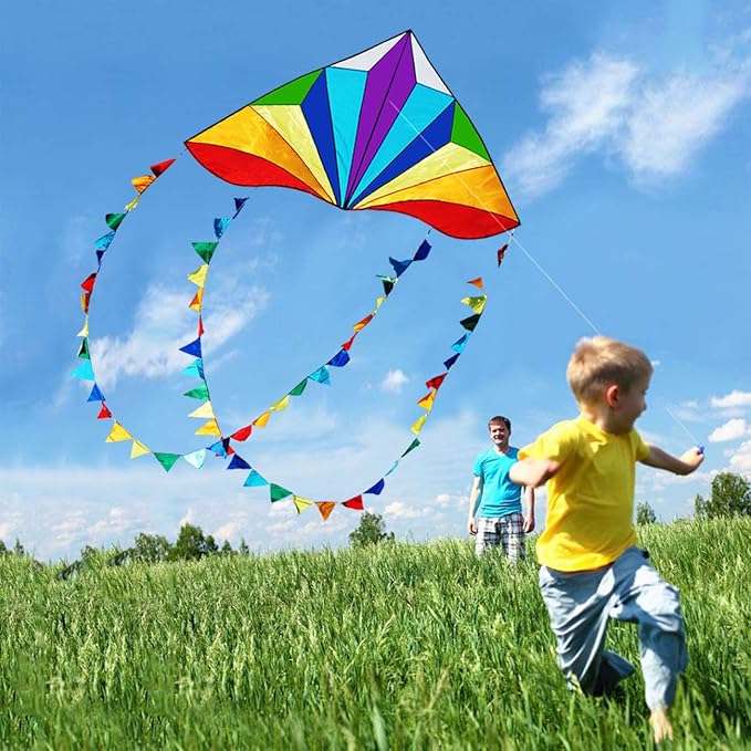 HONBO Large Delta Kite for Kids & Adults,Extremely Easy to Fly Kite for Beach Trip,String Line