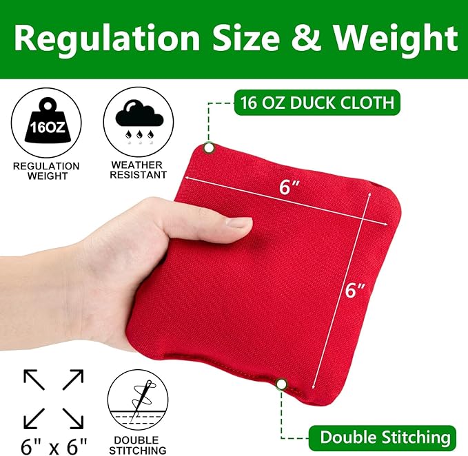 EunHo Cornhole Bags Set of 8 Regulation Size & Weight Corn Hole Bean Bags Official Professional All