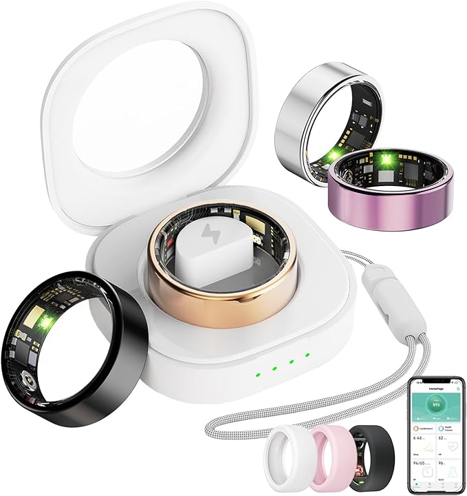 Smart Ring for Women Men, Health Tracker with Heart Rate/Blood Oxygen/Blood Pressure/Sleep