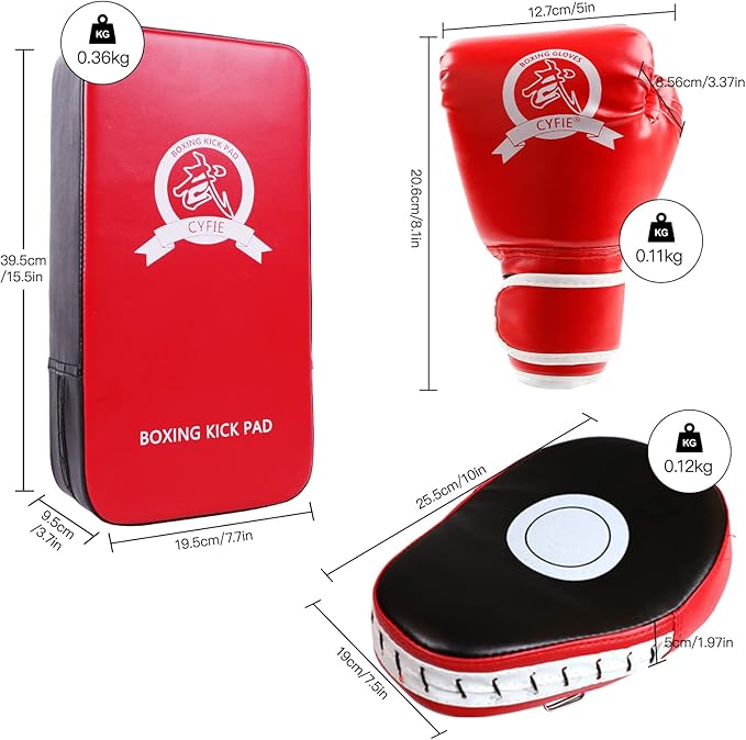 SEISSO Boxing Kick Pads Punching Mitts Curved,Kids Boxing Gloves,Leather Material Art Karate Pad