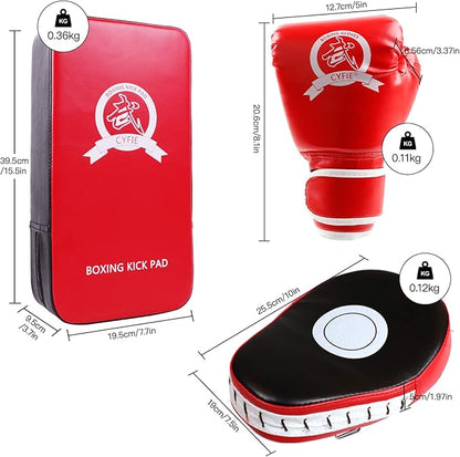 SEISSO Boxing Kick Pads Punching Mitts Curved,Kids Boxing Gloves,Leather Material Art Karate Pad