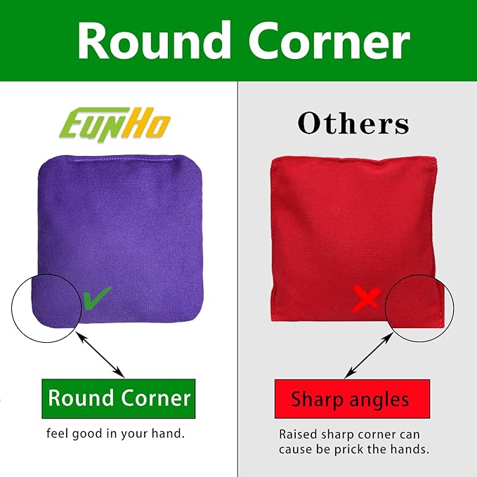 EunHo Cornhole Bags Set of 8 Regulation Size & Weight Corn Hole Bean Bags Official Professional All