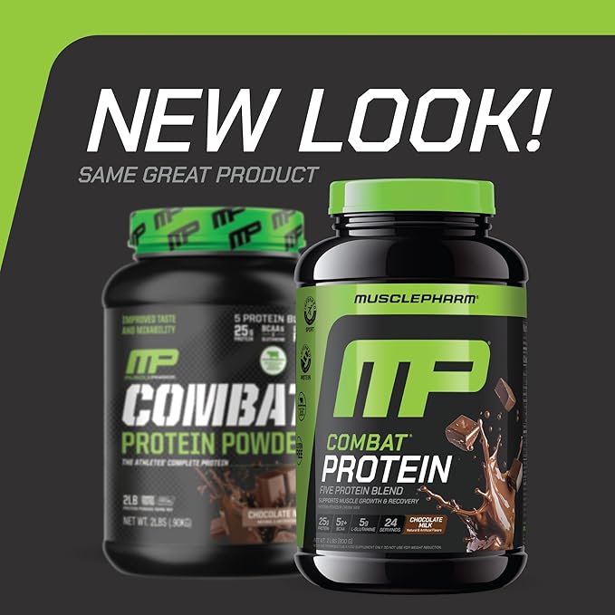 MusclePharm Combat Protein Powder, Chocolate Milk Flavor, Fuels Muscles for Productive Workouts, 5