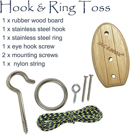 Hook and Ring Toss Game Swing Game DIY Kit -Stainless Steel Ring, Polyester Rope and Hardware
