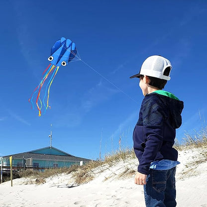Octopus Kites for Kids & Adults Easy to Fly, 24”x 158” Large Soft Kite Kit for Boys and Girls