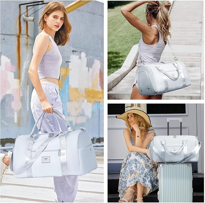 FIORETTO Womens Gym Tote Duffle Bag with Toiletry Bag, Sports Duffel Overnight Hospital Workout