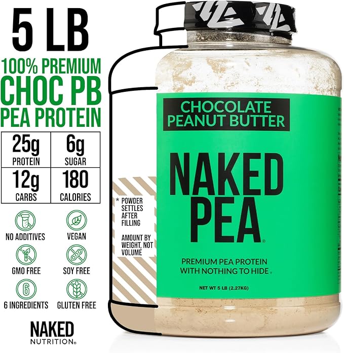 NAKED Pea - Chocolate Peanut Butter Protein from US & Canadian Farms, Organic Cocoa, Organic