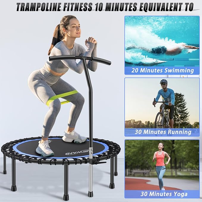 Newan 40"-48" Silent Mini Trampoline Fitness Trampoline Bungee Rebounder Jumping Cardio Trainer
