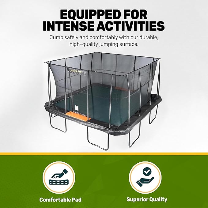 JumpKing Rectangle Trampoline Outdoor with Enclosure, Ladder, and Net, Large Recreational