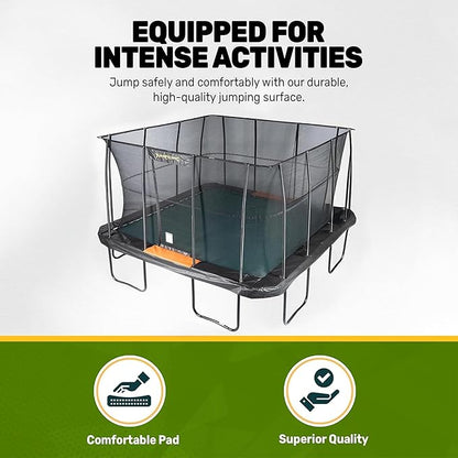 JumpKing Rectangle Trampoline Outdoor with Enclosure, Ladder, and Net, Large Recreational