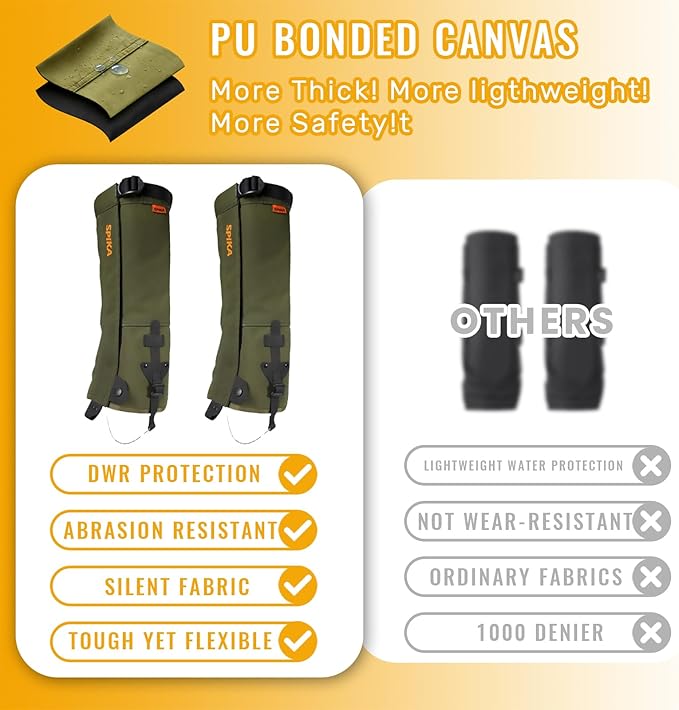 SPIKA Strike Snake Gaiters, Waterproof Snake Chaps for Hunting, Adjustable and Snake Resistent Leg