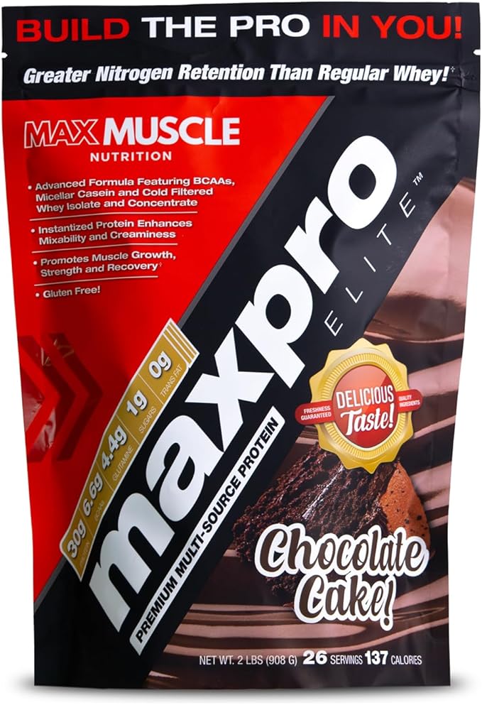 Max Muscle Maxpro Elite Whey Protein Powder | 30g Protein | 0g Sugar | 6.6g BCAAs | Micellar Casein