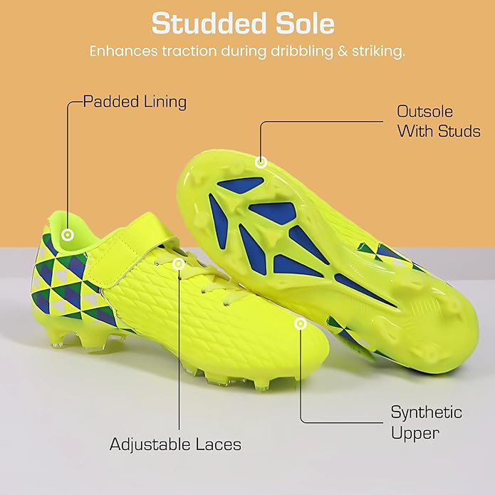 Soccer Cleats for Kids & Youth | Lightweight Football Shoes for Firm Ground | Durable Girls & Boys