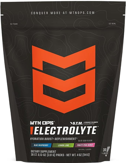 MTN OPS Electrolytes Powder Packets, Sugar Free Hydration Packets, Gluten-Free Hydration Powder