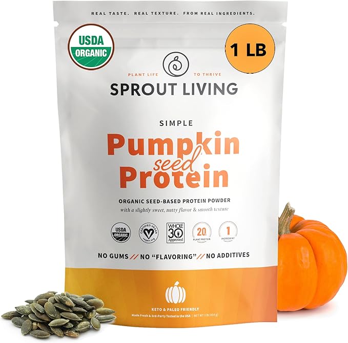 Sprout Living Organic Pumpkin Seed Protein Powder, Unflavored, 20 Grams of Plant Based Protein