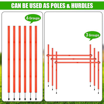 TOBWOLF 6PCS 6FT Adjustable Soccer Agility Training Poles, Detachable Sports Training Speed Sticks