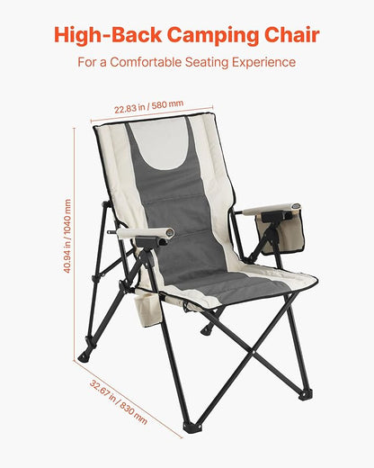 VEVOR Folding Camping Chair, 3 Reclining Positions, Outdoor High Back Camping Chair, 260lbs Weight